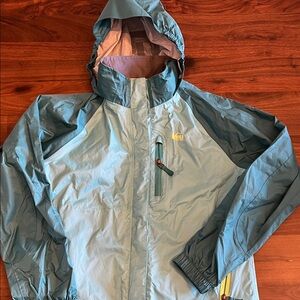 REI Co-op Rainwall rain jacket blue teal turquoise | L (14-16)
